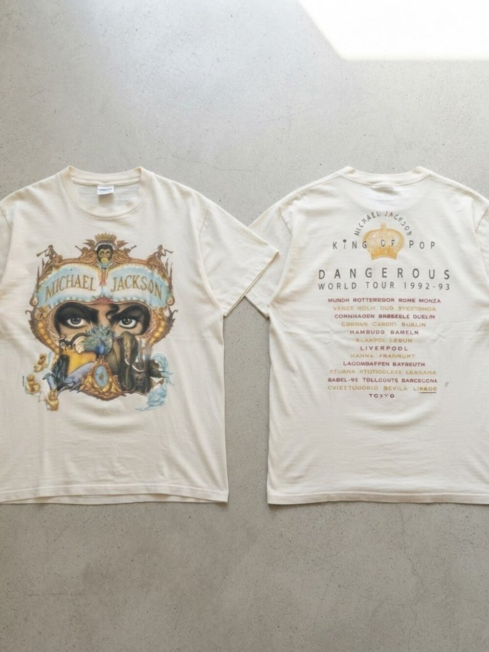 Michael Jackson Dangerous World Tour 1992-93 King Of Pop White T-Shirt S-4XL